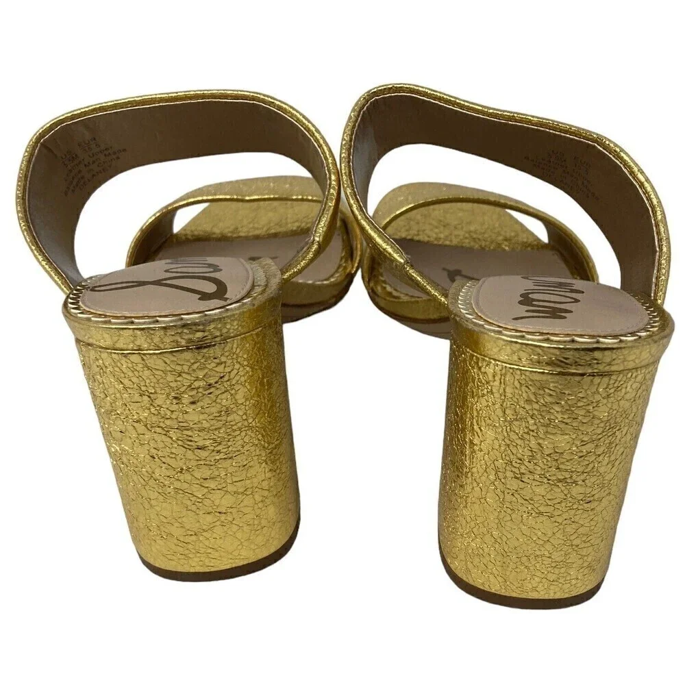 NEW Sam Edelman Delaney Heels Women's Size 5.5 Gold Leather Sandals EU 35.5